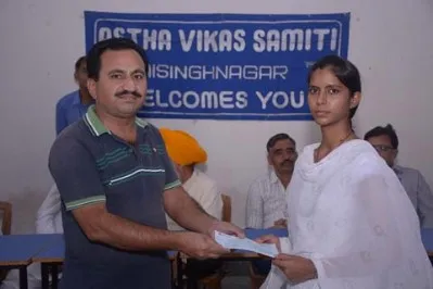 A student receives a scholarship
