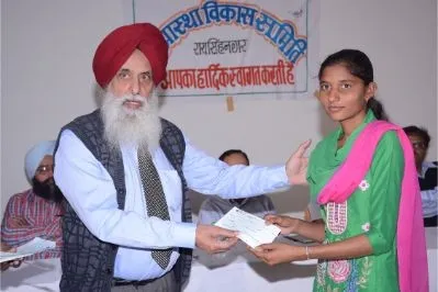 A student receives a scholarship