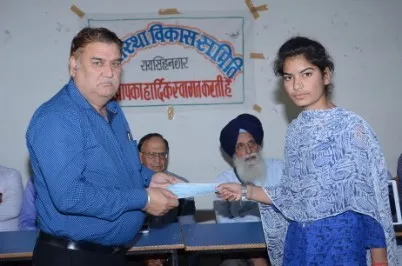 A student receives a scholarship