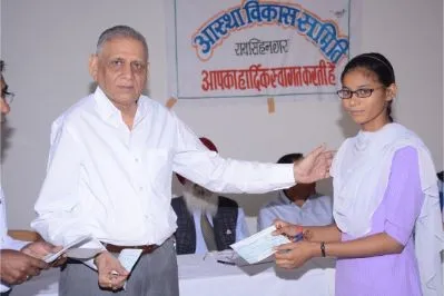 A student receives a scholarship