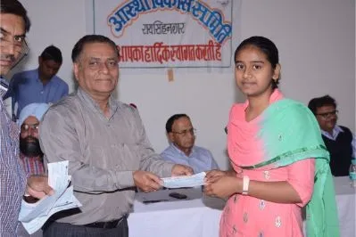 A student receives a scholarship