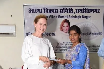 A student receives a scholarship